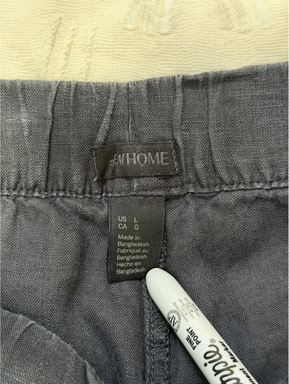 H&M Home Womens Linen Pants Size L Blue Drawstring Elastic Waist Lounge Casua